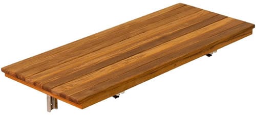 Wall mounted folding teak shower bench