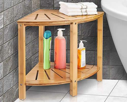 Bamboo corner shower bench