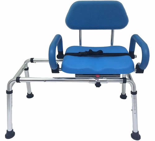 Sliding transfer bench with swivel seat