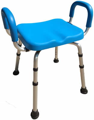 Adjustable shower chair with arms