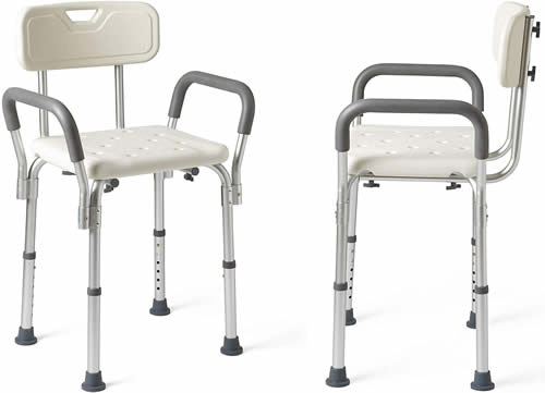 Shower chair with arms and backrest