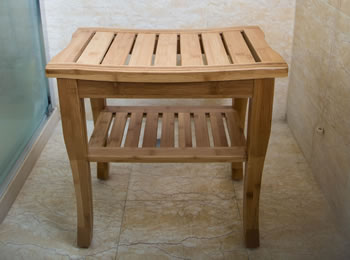 Bamboo bench for shower